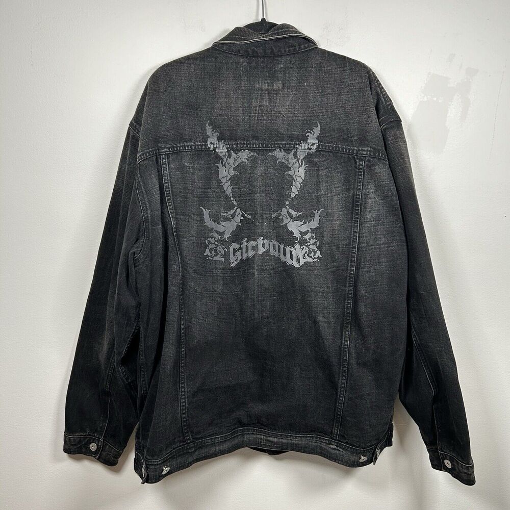 VTG Marithe Francois Girbaud Mens XXL Baggy Denim Jean Trucker Jacket Black 90s